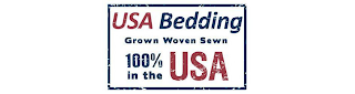 USA BEDDING GROWN WOVEN SEWN 100% IN THE USA logo