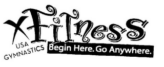 USA GYMNASTICS FITNESS BEGIN HERE. GO ANYWHERE. logo