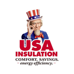 USA INSULATION COMFORT. SAVINGS. ENERGY EFFICIENCY. logo