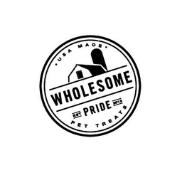 USA MADE WHOLESOME PRIDE PET TREATS EST 2013 logo