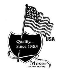USA MOSER LEATHER BRANDS QUALITY SINCE 1863 logo