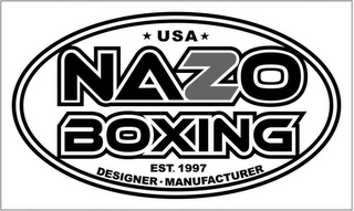 USA NAZO BOXING EST. 1997 DESIGNER MANUFACTURER logo