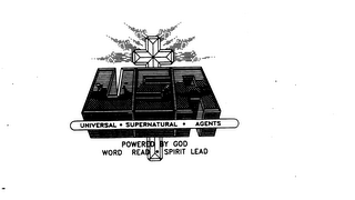 USA UNIVERSAL SUPERNATURAL AGENTS POWERED BY GOD WORD READ SPIRIT LEAD logo