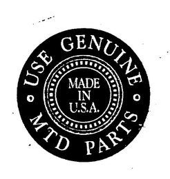 USE GENUINE MTD PARTS MADE IN U.S.A. logo