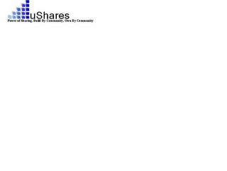 USHARES POWER OF SHARING, BUILD BY COMMUNITY, OWN BY COMMUNITY logo