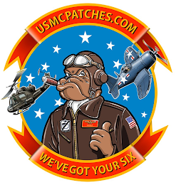USMCPATCHES.COM WE'VE GOT YOUR SIX LUCKY MARINES logo