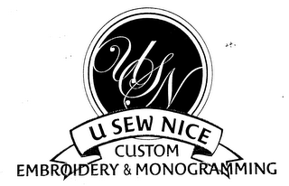 USN U SEW NICE CUSTOM EMBROIDERY & MONOGRAMMING logo