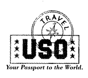 USO TRAVEL YOUR PASSPORT TO THE WORLD. logo