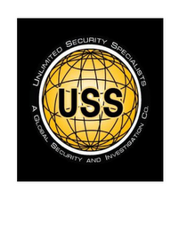 USS UNLIMITED SECURITY SPECIALISTS A GLOBAL SECURITY AND INVESTIGATION CO. logo