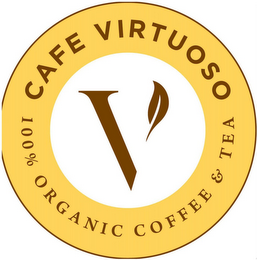 V CAFE VIRTUOSO 100% ORGANIC COFFEE & TEA logo