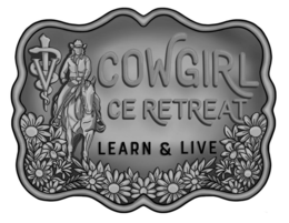 V COWGIRL CE RETREAT LEARN & LIVE logo