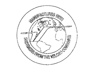 V MANUFACTURED WITH FASTENERS FROM THE VELCRO COMPANIES logo