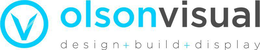 V OLSONVISUAL DESIGN+BUILD+DISPLAY logo