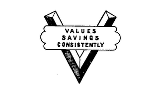V VALUES SAVINGS CONSISTENTLY logo