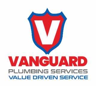 V VANGUARD PLUMBING SERVICES VALUE DRIVEN SERVICE logo
