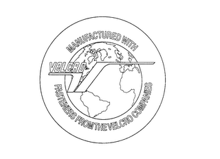 V VELCRO MANUFACTURED WITH FASTENERS FROM THE VELCRO COMPANIES logo