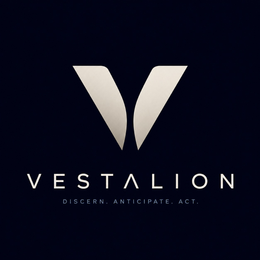 V VESTALION DISCERN. ANTICIPATE. ACT. logo