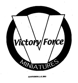 V VICTORY FORCE MINIATURES JLB STUDIOS L.L.C. 2003 logo