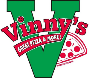 V VINNY'S INTERNATIONAL GREAT PIZZA & MORE! logo
