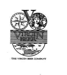V VIRGIN BEER THE VIRGIN BEER COMPANY US VIRGIN ISLANDS logo