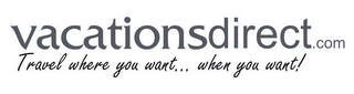 VACATIONSDIRECT.COM TRAVEL WHERE YOU WANT... WHEN YOU WANT! logo