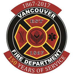 VANCOUVER FIRE DEPARTMENT EST 1867 1867-2017 150 YEARS OF SERVICE logo