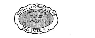 VANILLA LABORATORIES INC. ROCHESTER N.Y.GUARENTEED UNIFORM QUALITY logo