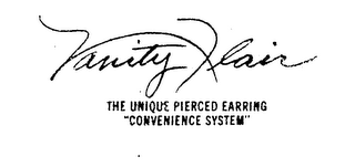 VANITY FLAIR THE UNIQUE PIERCED EARRING "CONVENIENCE SYSTEM" logo