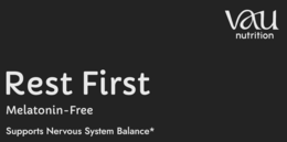 VAU NUTRITION REST FIRST MELATONIN-FREE SUPPORTS NERVOUS SYSTEM BALANCE logo