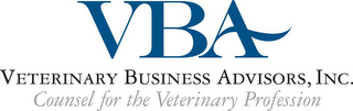 VBA VETERINARY BUSINESS ADVISORS, INC. COUNSEL FOR THE VETERINARY PROFESSION logo