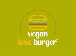 VEGAN LOVE BURGER ORGANIC PLANT-BASED VEGAN 100% NATURAL SOY-FREE GLUTEN-FREE OIL-FREE logo