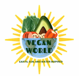 VEGAN WORLD EARTH, SUN, AND WATER INSPIRED logo