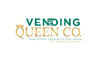VENDING QUEEN CO. ***WHATEVER PRODUCTS YOU NEED, THE QUEEN CAN PROVIDE logo