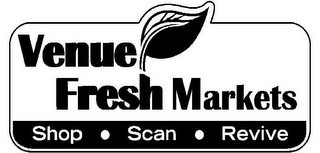 VENUE FRESH MARKETS SHOP · SCAN · REVIVE logo
