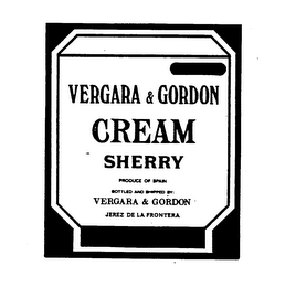VERGARA & GORDON CREAM SHERRY logo