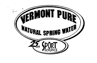 VERMONT PURE NATURAL SPRING WATER, SPORTSOURCE logo