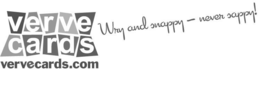 VERVE CARDS VERVECARDS.COM WRY AND SNAPPY - NEVER SAPPY! logo