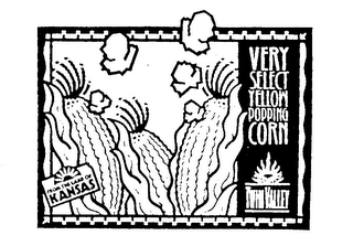 VERY SELECT YELLOW POPPING CORN TWIN VALLEY FROM THE LAND OF KANSAS logo
