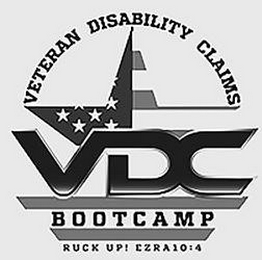 VETERAN DISABILITY CLAIMS VDC BOOTCAMP RUCK UP! EZRA 10:4 logo