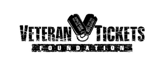 VETERAN TICKETS FOUNDATION ADMIT ONE 888.241.15 ADMIT ONE 888.241.1550 logo