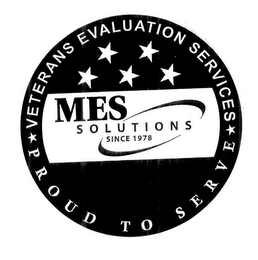 VETERANS EVALUATION SERVICES PROUD TO SERVE MES SOLUTIONS SINCE 1978 logo