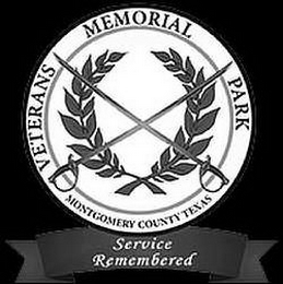 VETERANS MEMORIAL PARK MONTGOMERY COUNTY TEXAS SERVICE REMEMBERED logo