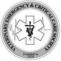 VETERINARY EMERGENCY & CRITICAL CARE SOCIETY FOUNDED IN 1974 V logo