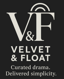 V&F VELVET & FLOAT CURATED DRAMA. DELIVERED SIMPLICITY. logo
