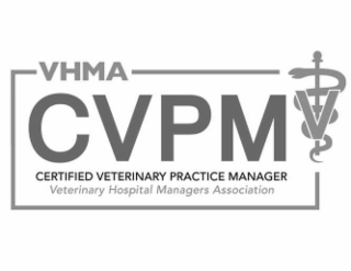 VHMA CVPM CERTIFIED VETERINARY PRACTICE MANAGER VETERINARY HOSPITAL MANAGERS ASSOCIATION logo