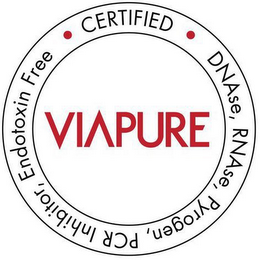VIAPURE CERTIFIED DNASE, RNASE, PYROGEN, PCR INHIBITOR, ENDOTOXIN FREE logo