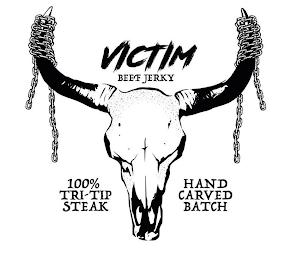 VICTIM BEEF JERKY 100% TRI-TIP STEAK HAND CARVED BATCH logo