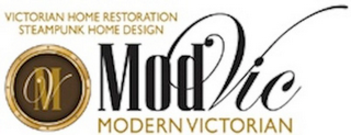 VICTORIAN HOME RESTORATION STEAMPUNK HOME DESIGN MODVIC MODERN VICTORIAN MV logo