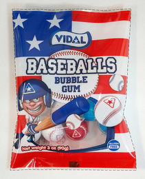 VIDAL BASEBALLS BUBBLE GUM NET WEIGHT 3OZ (90G) GLUTEN FREE logo