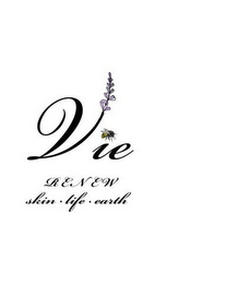 VIE RENEW SKIN . LIFE . EARTH logo